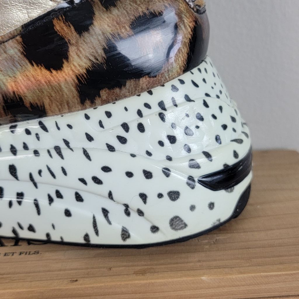 Steve Madden 8 Cliff Leather Leopard Animal Print Sneakers Shoes Lace Up Fashion - Picture 6 of 16